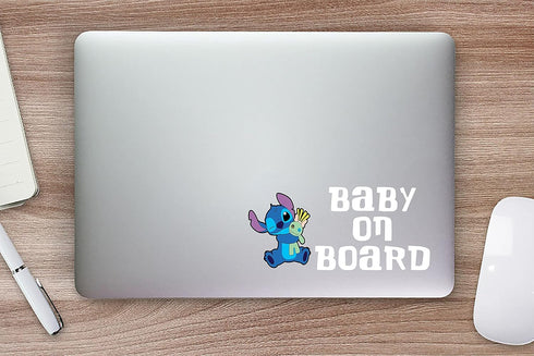 Rainbow Animated Design Cute Baby on Board Funny Little Super Hero Windows Truck Van Cars Laptop 2 Parts Stickers...
