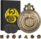 Mini DND Dice Set Steampunk Dragon Bronze Pocket Watch Shell Case, 7pcs Polyhedral Metal D&D Dice Set, DND Gifts with Gift Box for Men Player, Rol...