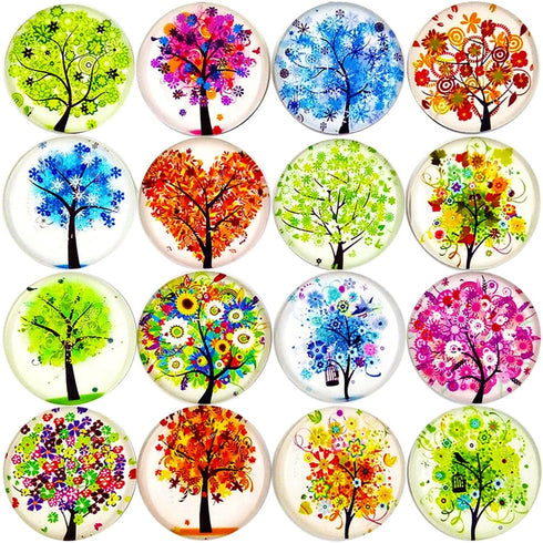 Aligle 16pcs Beautiful Glass Refrigerator Magnets Fridge Stickers Funny for Office Cabinets Whiteboards Decorative Photo Abstract (Tree of Life)...