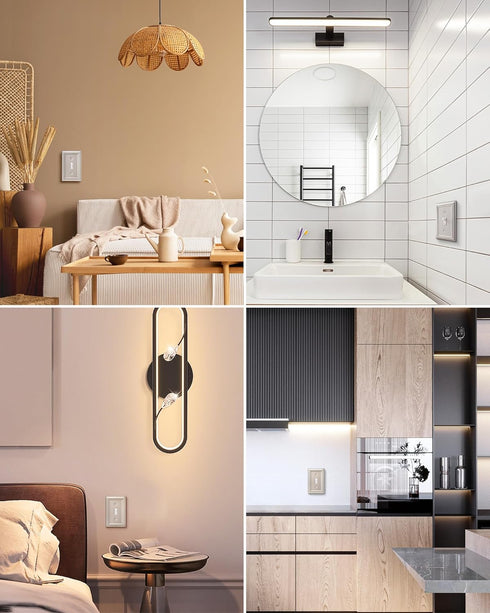 DEWENWILS Single Toggle Wall Plates, Satin Nickel Metal Outlet Covers, 4.92" x 3.14" Switch Plate Cover, Light Switch Cover Plates for Home Decor,...