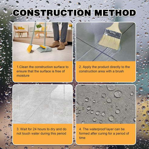 Invisible Waterproof Adhesive - 10.6oz Water-Based Transparent Waterproof Coating with Brush, Wall Bathroom Roof Liquid Waterproof Sealant Anti Le...
