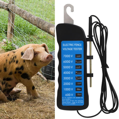 Electric Fence Voltage Tester, Digital Electric Fence Tester Fault Finder Portable Gardening Farming Equipment with Neon Indicator Lights, 600V to...