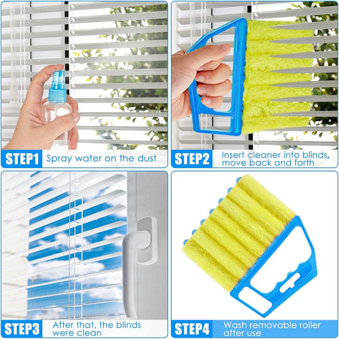 2 Pcs Window Venetian Blind Cleaner Duster Tool Washable 7 Fingers Dusting Cleaner and Air Vent Shutter Brush Blinds Air Conditioner Fan Duster Di...