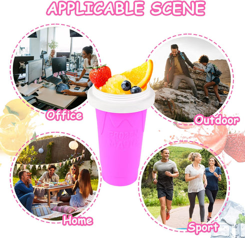 DIY Slushy Maker Cup - TIK TOK Magic Slushie Maker Squeeze Cup, Quick Frozen Cooling Smoothie Pinch Cup, Double Layer Squeeze Cup Slushy Maker, Po...