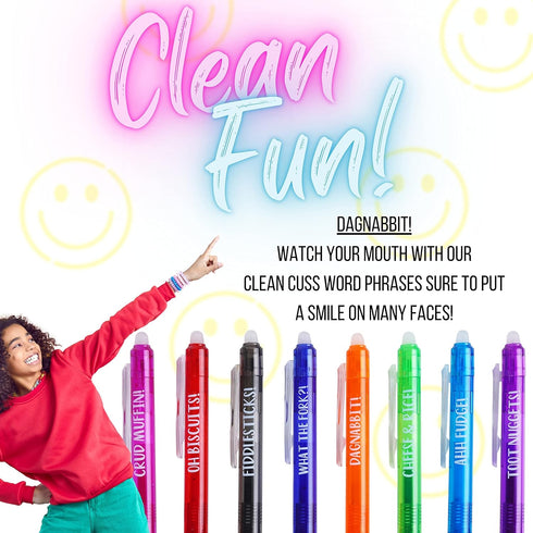 Funny Pens for Adults with Erasable Gel Ink Refills Included, 8 Pack Funny Pens for Coworkers with Ink Refills, Funny Nurse Pens, Funny Work Pens,...