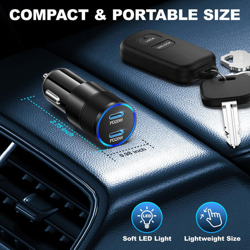USB C Car Charger 40W, OKRAY 3-Pack 2-Port Type C Phone 15 Car Charger PD3.0 Fast Charging Car Phone Charger Cigarette Lighter Adapter Compatible ...