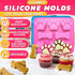 2 Pcs Dog Treat Molds for Baking and Freezing – Bone & Paw Shaped Silicone Dog Treat Mold, Non-Sticking, Blue & Pink – Easy Release Design for Hom...