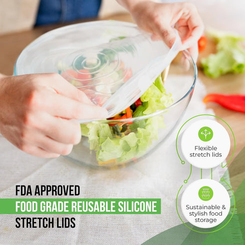 Reusable Silicone Stretch Lids - Stretchy Silicone Lids For Bowls - Reusable Silicone Bowl Covers Reusable - Silicone Covers For Bowls - Silicone ...