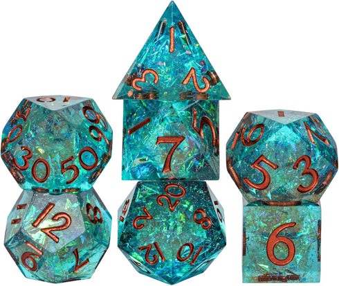 7PCS DND Dice Set,Handmade Sharp Edge Dice Set D&D RPG Polyhedral Dice,for Dungeons and Dragons TTRPG Games Roleplaying Games Shadowrun Pathfinder...