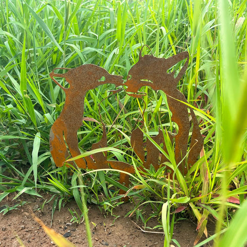 Garden Outdoor Fox Decoration Rusty Metal Yard Art Animal Corten Steel Garden Decor Decoration Stake Gift Handmade Wall Art for Yard Lawn Trees Fe...