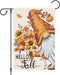Hello Fall Gnome Garden Flag 12x18 Double Sided Burlap, Pumpkin Sunflower Garden Yard Flags for Thanksgiving Rustic Seasonal Outside Outdoor House...