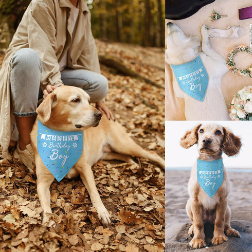 Dog Birthday Bandanas Boy Dog Birthday Outfit Decorations Scarf Gifts for Birthday Boy Dog Puppy Pet Happy Birthday Blue Dog Bandana Dog First Bir...