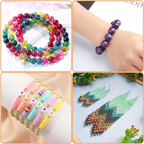 Bracelet String, Paxcoo 2 Rolls Elastic Stretchy Bead String Cord for Clay Beads Kandi Pony Beads Bracelets Jewelry Making (0.8 MM, Crystal & Blac...