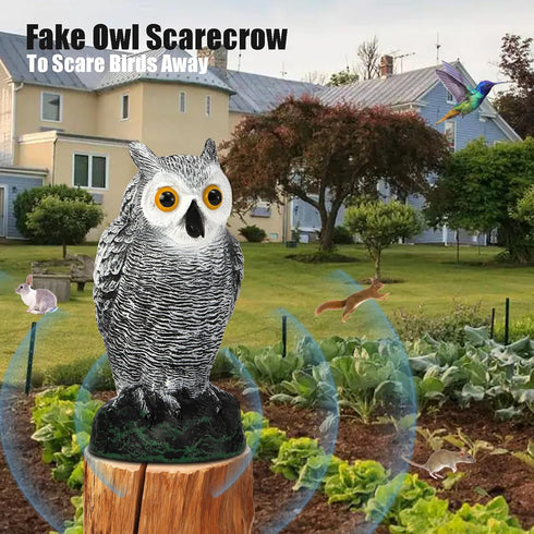 SolisConvene Fake Owl Garden Statue Fake, Owl Scarecrow Sculpture to Frighten Birds, Plastic Owls Devices to Scare Birds Away for Outdoor Decor,Ho...