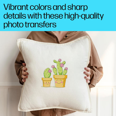 HP Iron-On Transfers 8.5x11in, 12sheets. Print heat-transfer photos and graphics. Vibrant colors & details on shirts, clothes, pillows. For Inkjet...