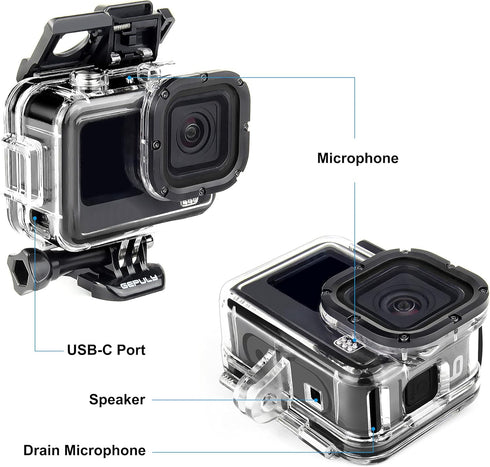 Skeleton Housing Case Side Open Housing Protective Case with Aluminum USB Pass Through Side Door Cover for GoPro Hero 9 10 11 12 Black - Charging ...