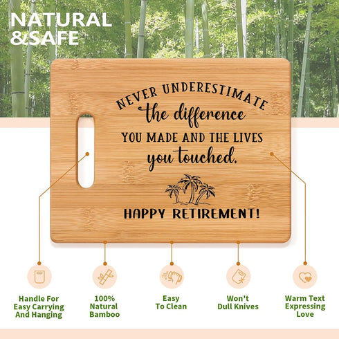 Retirement Gifts for Women Men, Happy Retirement Bamboo Cutting Board with Warm Words - Best Retirement Gifts for Coworker Friend Mom Grandma Dad ...