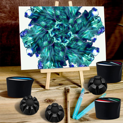 Baderke 6 Pieces Split Cups for Paint Pouring Supplies Silicone Split Cups Acrylic Paint Mixing Cups 3/4/5 Channels Dividers Paint Pouring Supplie...