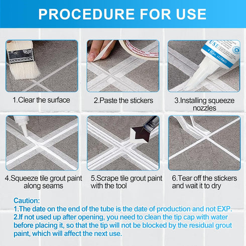 8Oz Clear Waterproof Caulk & Seal Silicone Sealant, Wadities Tile Grout Repair Kit with Grout Remove Scraper, Shrink & Crack Proof for Bathroom, S...