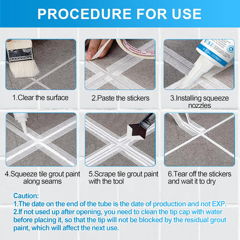 8Oz White Waterproof Caulk & Seal Silicone Sealant, Wadities Tile Grout Repair Kit with Grout Remove Scraper, Shrink & Crack Proof for Bathroom, S...