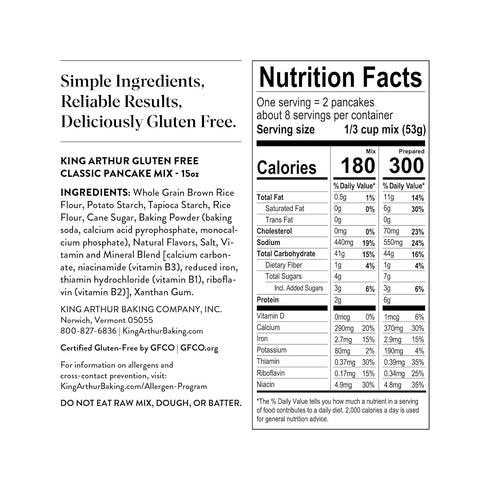 King Arthur Gluten-Free Pancake Mix, Non-GMO Project Verified, Kosher, 15 Ounces, Packaging May Vary...