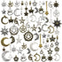 WOCRAFT 100g(About 76pcs) Craft Supplies Small Antique Bronze Silver Sun Moon Star Charms Pendants for Jewelry Making Findings Crafting Accessory ...