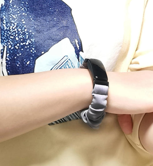 4Pcs Women Men Scrunchie Elastic Braided Solo Loop Stretchy Straps Nylon SportBand Wristband For Inspire 3 2 HR Ace 3 2 Bands (Medium, Black+Grey+...