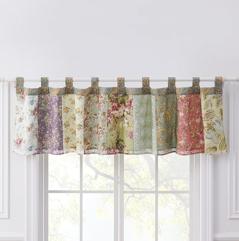Greenland Home Blooming Prairie Authentic Patchwork Tab Top Window Valance 84 x 21...