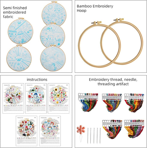 5 Sets Cross Stitch Kit for Beginner, Animal and Plant Beginner Embroidery Kit, Needle Point Kits With Pattern And Instructions for Adults Include...