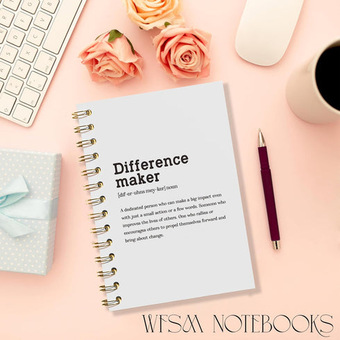 Difference Maker Gift Notebook - Difference Maker Notebook, Coworker Gifts for Women, Inspirational Journal, The Office Gifts Hardcover Spiral Not...