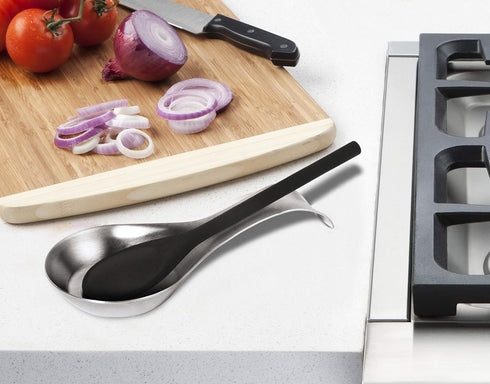 OGGI Stainless Steel Spoon Rest- Long Handle Holds Kitchen Utensils in Place, Great Spoon Rest for Counter, Stove Top, or Coffee Station; Kitchen ...
