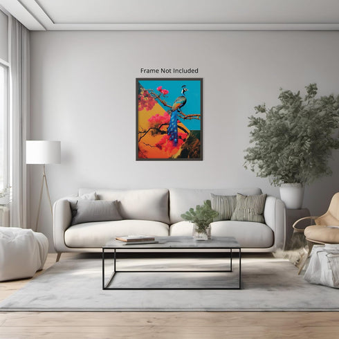 Posterizer 1 pcs-beautiful peacock bird with landscapes collage-Art for Animal Lovers-Landscape & Nature Art-Gift For Animal Lovers- UNFRAMED Wall...