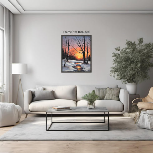 Posterizer 1 pcs-beautiful scenary of snowy winter in oil painting style-5-Landscape & Nature Art-GIft for Men Women Teens-Dining Room Decor- unfr...