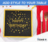 HOME-X Happy Birthday Black and Gold Paper Napkins, Square Party Napkins, 48 Count - 6.5" x 6.5"...