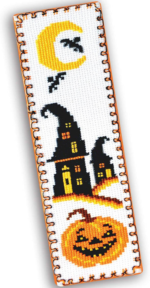 Povitrulya Halloween Pumpkin Jack-o'-lantern Cross Stitch Kit - DIY Hand Embroidery Bookmark...