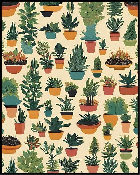 Posterizer 1 pcs-plants pots cactus cute art for plant lovers 4-Floral & Botanical Art-GIft for Men Women Teens-Decor for Home & Office- unframed ...