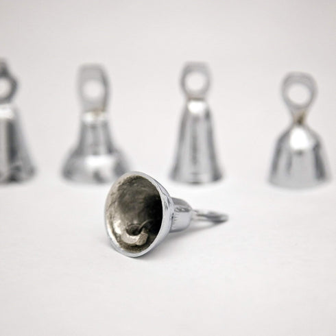 One Dozen 2-inch High Silver Bells Wedding Motorcycle Brass Bells Chrome Plated...