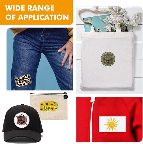 30 Pieces Sublimation Patches Fabric Iron-on Blank Patches 3 Shapes Repair Embroidery Sublimation Blank Hat Embroidery for DIY Crafts, Caps Clothe...
