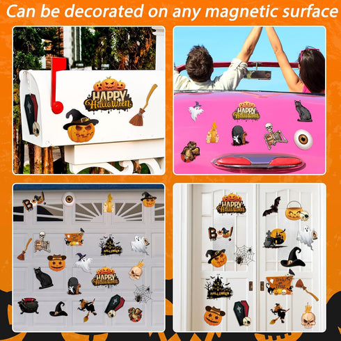 24 Pieces Halloween Refrigerator Magnets Pumpkin Ghost Magnets Halloween Decorative Car Fridge Magnetic Stickers Halloween Magnets Decorations for...