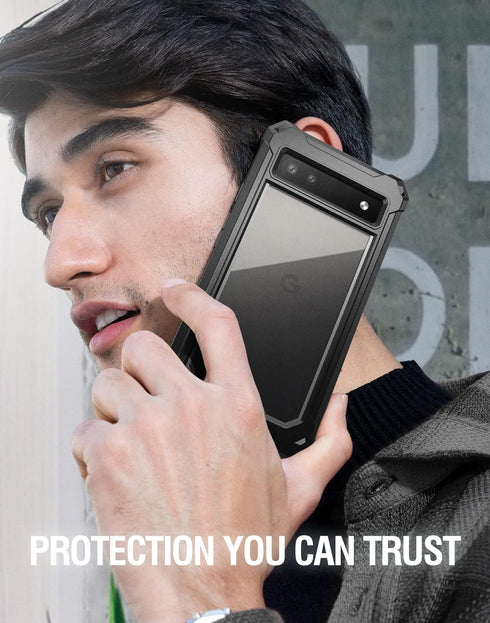 Poetic Guardian 6FT Drop Tested Case for Pixel 6A 5G - Built-in Screen Protector, Full Body Hybrid Shockproof, Black/Clear...