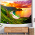 Delur Beach Sunset Tapestry Forest Nature Landscape Tapestry Wall Hanging Scenic Tree Mountain Tapestry Psychedelic Coastal Sunrise Headboard Tape...