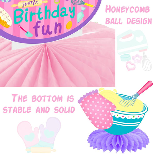 Baking Theme Honeycomb Centerpieces 12Pcs Little Bakers Birthday Party Decorations Little Bakers Party Supplies for I Love Baking Party Table Cent...