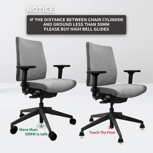 AXL Bell Glides Replacement Office Chair or Stool Swivel Caster Wheels to Fixed Stationary Castors, Replacement Chair Without Wheels and High Bell...