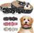 Rhinestone Leather Dog Collar Bling Dog Collars for Small Medium Large Dogs - Soft Microfiber Leather with Adjustable Stylish Sparkly Diamonds Stu...