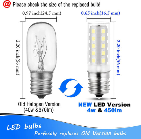 E17 Stovetop Microwave Light Bulbs 4 Watt Equivalent 40 Watt 6000K Daylight White 120V LED Intermediate Base Light Bulb for Pendant Chandelier Cei...