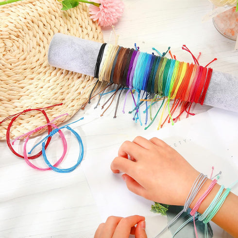 40 Pcs String Bracelets for Woman Surfer Bracelet Anklets Boho Friendship Wave Bracelet Summer Beach Adjustable Handmade Braided Yarn Bracelet for...