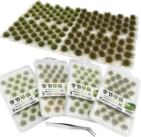 Cayway 128 PCS Static Grass Tuft Model Grass Tufts Terrain Model Kit Resin Static Scenery Model, Fake Moss Grass and Tweezers for Train Landscape ...