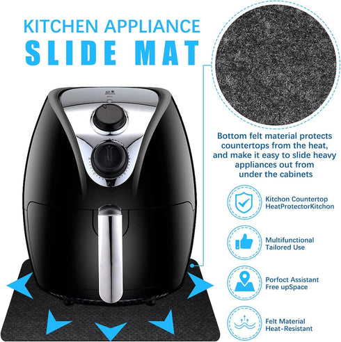 4 Pcs Heat Resistant Mat for Air Fryer Kitchen Countertop Heat Protector Mat Kitchen Appliance Mats Non Slip Heat Proof Mat Non Stick Black Coffee...
