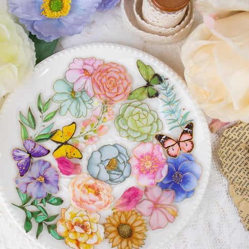 128PCS Vintage Scrapbook Supplies Scrapbooking Paper and Butterflies Flowers Stickers for Art Aesthetic Journaling Kit Junk Journal Planner...