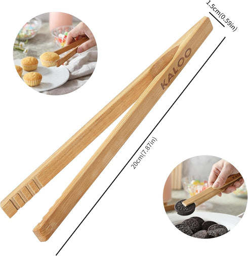 2PCS Reusable Toaster Tongs, Kaloo 8 inch Wooden Cooking Tong, Multipurpose Bamboo Tongs for Fruits, Bread, Pickles, cheese, Bacon, and Muffins...